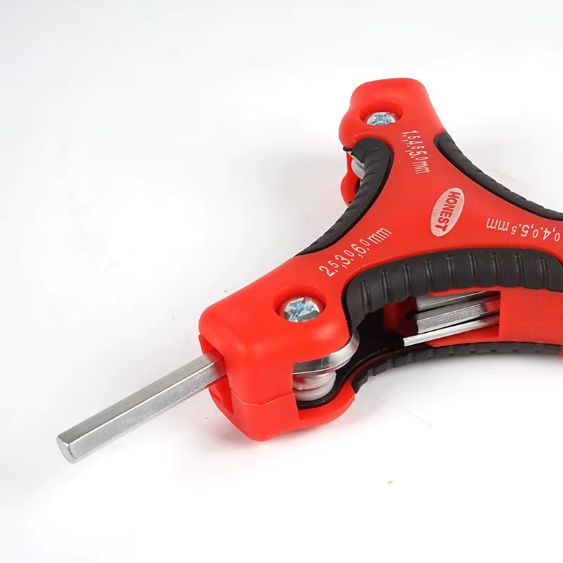 HONEST 9-teiliges klappbares Inbusschlüssel-Set in Schwarz-Rot, metrisch (1,5 mm bis 6 mm) mit ergonomischem Griff - Bild 2