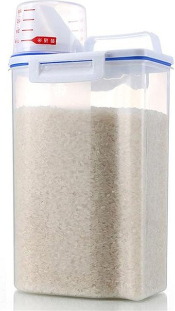 TOMTOP JMS 2er Set Reisvorratsbehälter mit 2 kg Fassungsvermögen, versiegelte Aufbewahrungsbox für Lebensmittel und Getreide, weiß und transparent - Bild 1