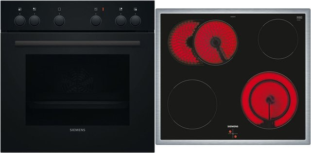 Siemens EQ110KAFBE Herdset aus Glaskeramik-Kochfeld und Einbaubackofen in Schwarz und Edelstahl - Bild 1