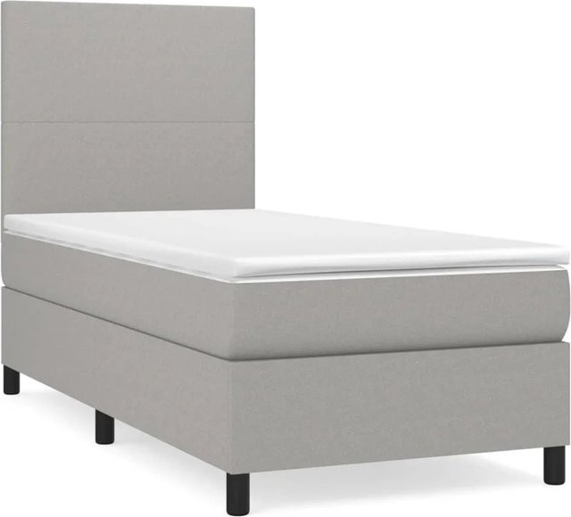vidaXL Boxspringbett mit Matratze Hybrid-Design in Hellgrau, B/T/H: 80 x 203 x 118 cm - Bild 1