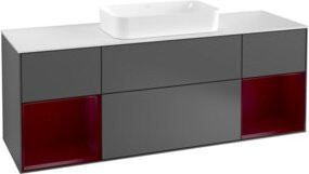V&B Waschtischunterschrank Finion mit Wandbeleuchtung in Anthrazit, Breite: 160 cm, Tiefe: 50,1 cm, Höhe: 50,1 cm - Bild 1