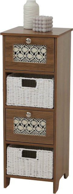 Kommode MCW-O75 Schubladenschrank mit 4 Korbschubladen aus Holz und Melamin in Braun - Bild 1