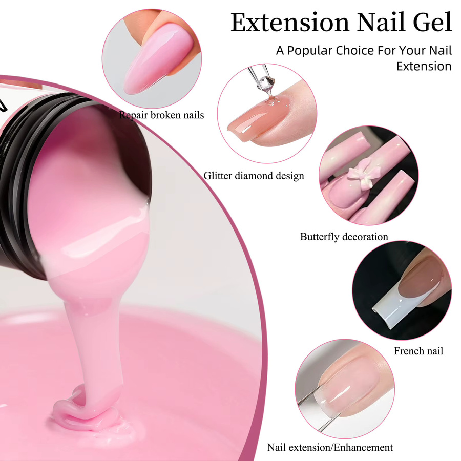Misscheering Nail Extension Gel, Nude White, Glänzend - Bild 4