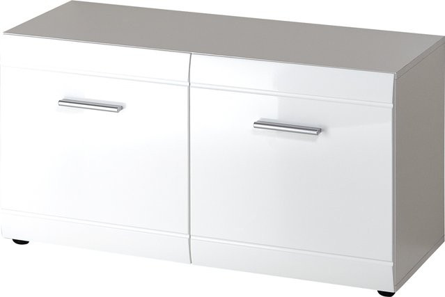 Germania Schuhbank Adana Schuhregal in Weiss mit glänzender Oberfläche B/H/T: 96 x 51 x 39 cm - Bild 1