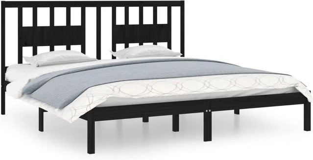 vidaXL Massivholzbett aus Kiefer in Schwarz, B/T/H: 200 x 200 x 206 cm - Bild 1
