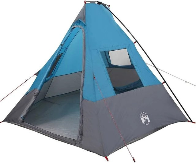 vidaXL Tipi Zelt mit Dach und Speicher in Blau, H x B x T: 217 x 383 x 338 cm - Bild 1