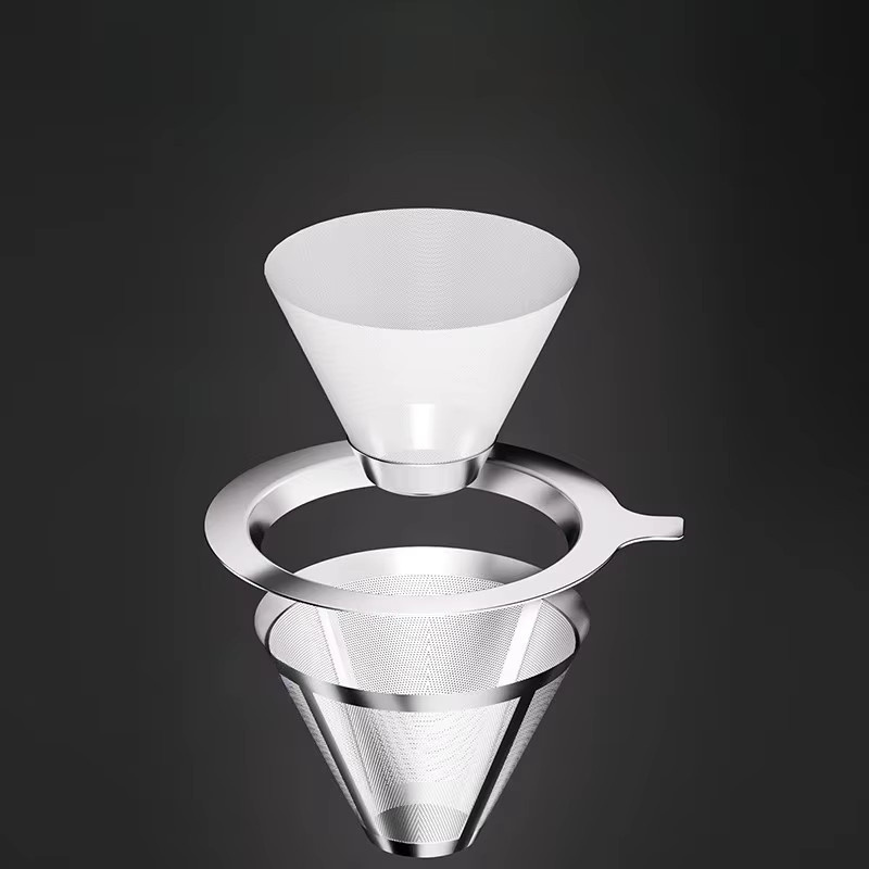 GIANXI 800 Mesh Kaffeefilter aus Edelstahl mit Doppelschicht für präzises Handkaffee-Brewing in Silber - Bild 3