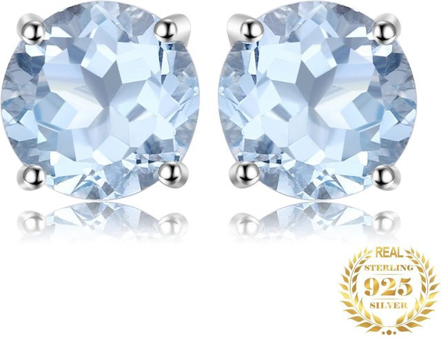 ANENJERY Bijouterie Ohrstecker, 925 Sterling Silber, blauer Topas, Damen - Bild 1