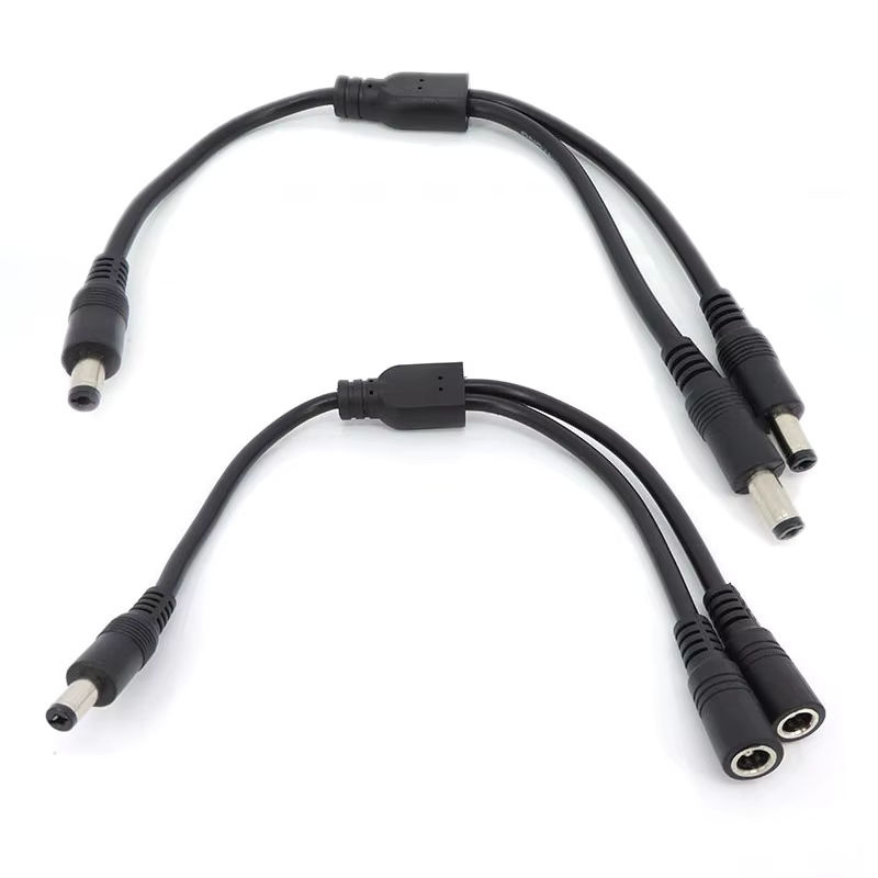 DC-Stromversorgungsadapter 2-Wege-Splitter-Verbinder 1 Stecker auf 2 Stecker Buchse, 5,5x2,1mm, Schwarz, 10A 18AWG - Bild 2