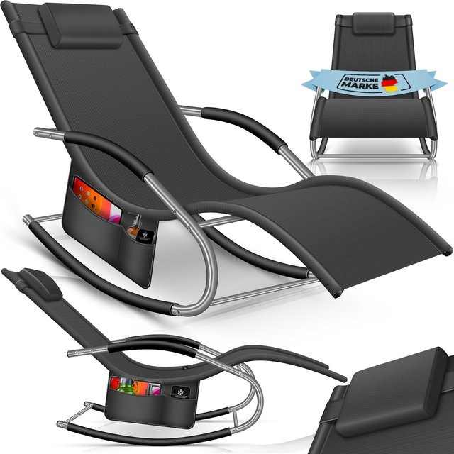 KESSER Sonnenliege als ergonomische Relaxliege in Schwarz mit Textilene-Bezug und 150 kg Belastbarkeit - Bild 1