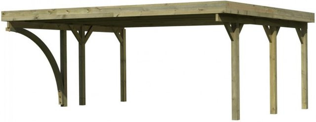 Karibu Doppelcarport Classic mit Stahl Dach und einem Einfahrtsbogen B/T/H: 563 x 395 cm - Bild 3