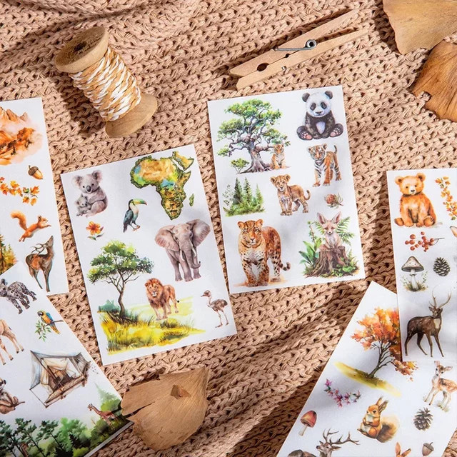5er Set Transfer Aufkleber mit Fee und Waldlandschaft der vier Jahreszeiten, Multicolour, B: 12,8 cm x H: 8,3 cm - Bild 1