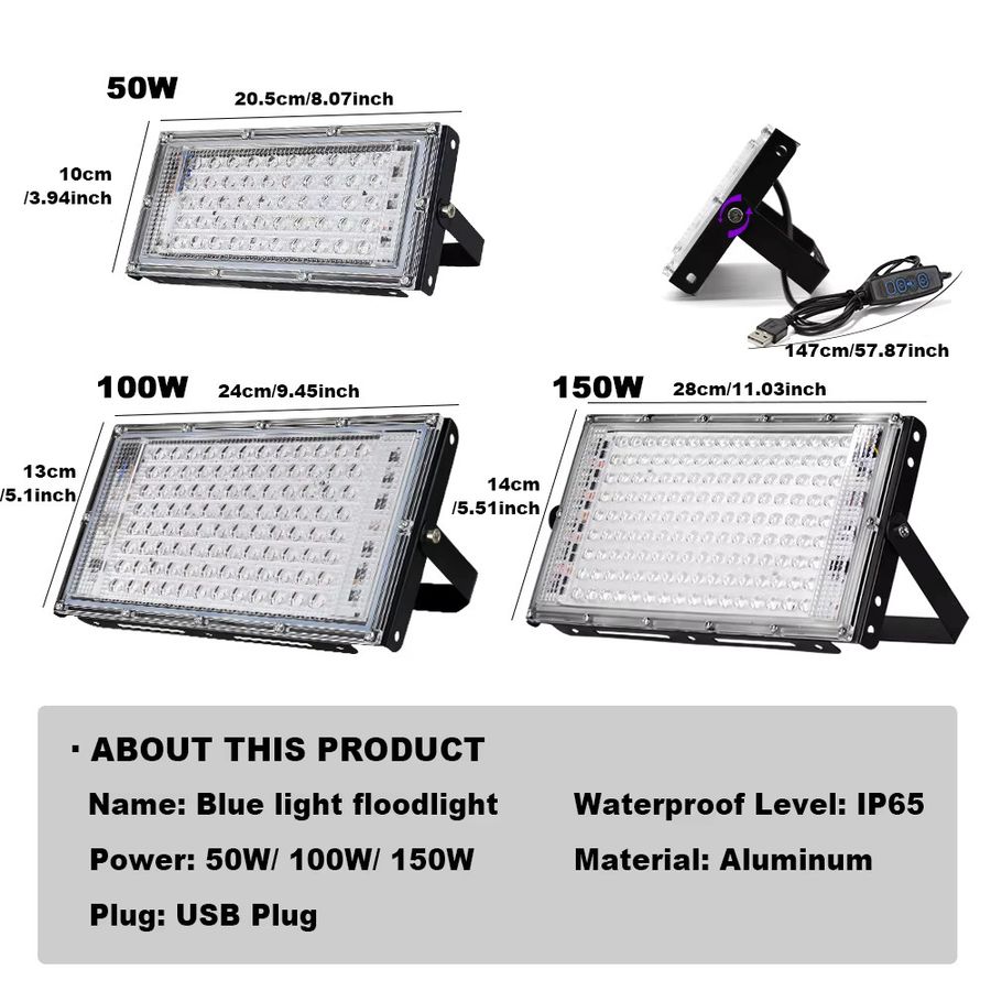PARKSON UV LED Flutlicht Schwarz 365nm Ultraviolett Wasserdicht mit USB-Stecker DC5V - Bild 3