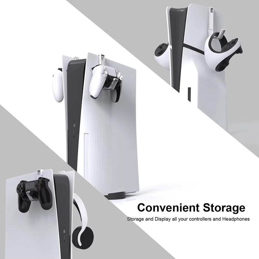 VAORLO 2er-Pack Controller-Headset-Ständer in Weiß für PS5 und PS5 Slim Digital Drive Konsole - Bild 3