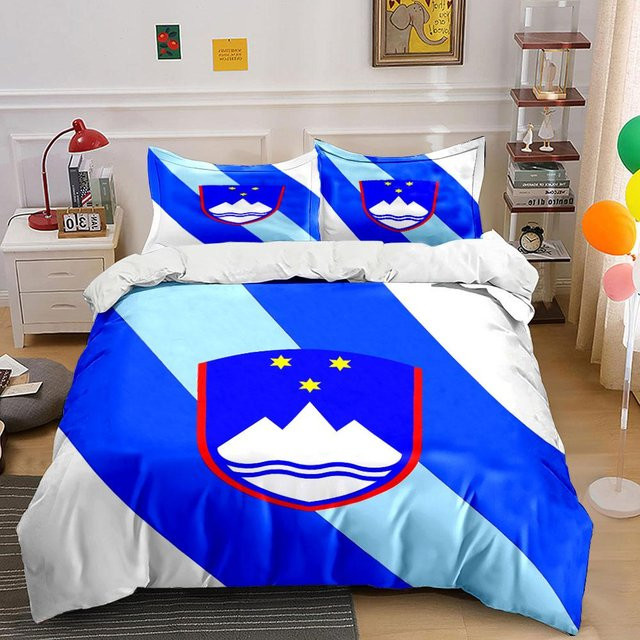 SOOS Bettwäsche Set Slowenien Flagge mit Bettbezug und Kissenbezügen, Mehrfarbig, B/H: 200 x 200 cm - Bild 1
