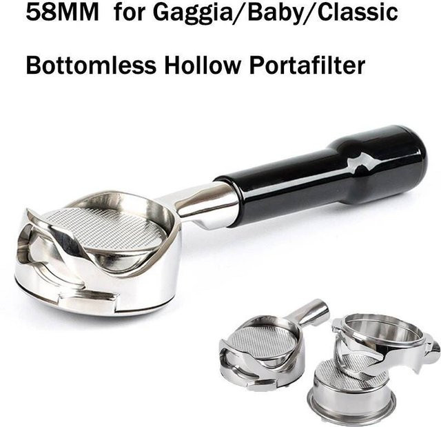 PEISI Bodenloser Siebträger aus Edelstahl mit 58 mm Filter für Gaggia Baby und klassische Kaffeemaschinen, Silber - Bild 1