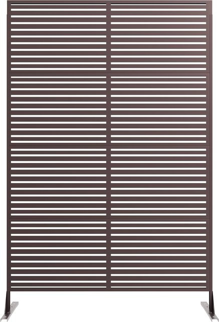 HiMISS Dekorativer Metall-Gartenzaun als Sichtschutz mit Streifendesign, rostfreier Edelstahl, B/H: 182,88 x 119,38 cm - Bild 1