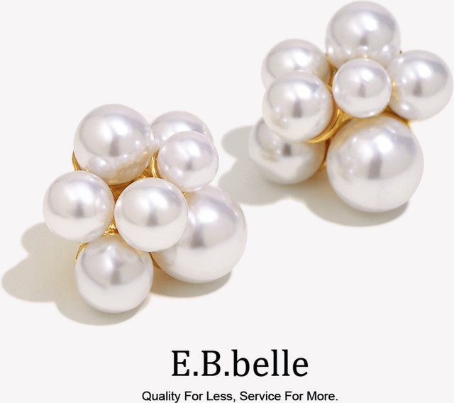 E.B.belle Perlen-Ohrstecker, Edelstahl, 18 Karat vergoldet, Damen - Bild 1