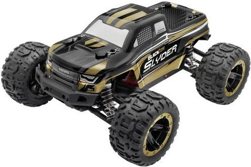 BlackZon Slyder MT 1/16 RC Modellauto Elektro Monstertruck Allradantrieb 4WD in Gold Brushed, Grün/Schwarz - Bild 1