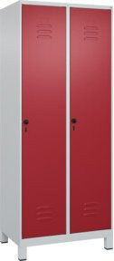 C+P Spind Classic PLUS Garderobenschrank mit 2 Abteilen, Grau/Rot, H x B x T: 195 x 80 x 50 cm - Bild 1