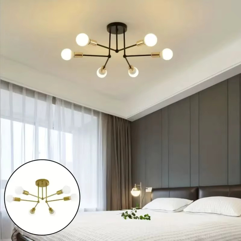 OSABO LED Spinnen-Deckenleuchte im modernen Industrie-Design aus Metall in Schwarz und Gold/Messing für Wohnzimmer und Esszimmer - Bild 2