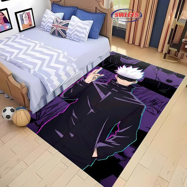 Karpetti Jujutsu Kaisen Gojo Satoru Teppich, rutschfeste und waschbare Matte für Wohnzimmer, Schlafzimmer oder Kinderzimmer, B/T: 80 x 50 cm, Mehrfarbig - Bild 1