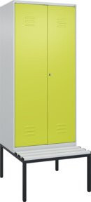 C+P Spind Classic PLUS Schwarz-Weiß Sitzbank mit 2 Abteilen und Zylinderschloss, B/T/H: 212,0 x 80,0 x 81,5 cm - Bild 1