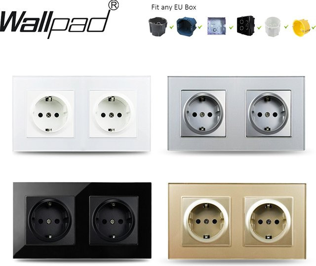 Doppelte EU-Steckdose aus luxuriösem Kristallglas in Schwarz, 16 A, 220 V für Wallpad und EU-Box - Bild 1