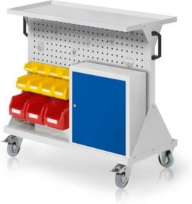 Kappes RasterMobil Gr. 2 Rollbarer Rollcontainer aus Stahl in RAL 7035 Grau mit 2 Loch-/2 Schlitzplatten und Ausstattung, Höhe: 93 cm - Bild 1