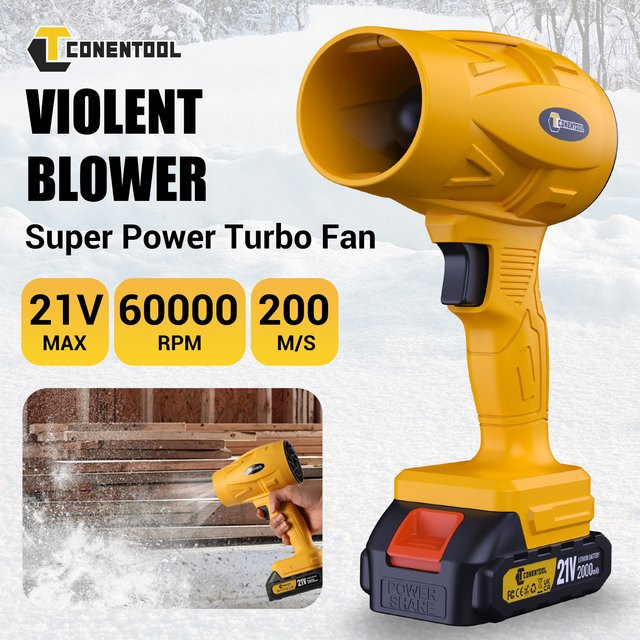 Conentool Elektrischer Turbo-Jet-Lüfter Gelb, Kabelloses Luftgebläse mit 60000 U/min und 200 m/s für Makita LXT 18 V Akku-System - Bild 1