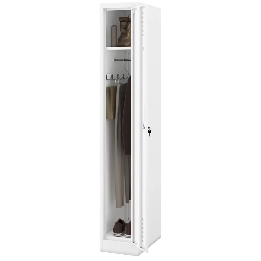 JAN NOWAK Umkleideschrank KACPER Spind aus Metall mit 1 Abteil, Etikettenhalter und Lüftungsschlitzen, Weiß, H x B x T: 180 x 30 x 50 cm - Bild 2