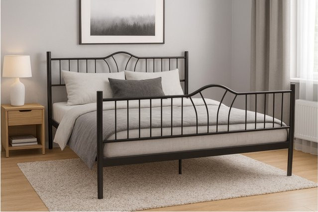 Metallbett Santi von Möbel direkt online in Schwarz aus pulverbeschichtetem Metall, B/T/H: 140 x 200 cm - Bild 1