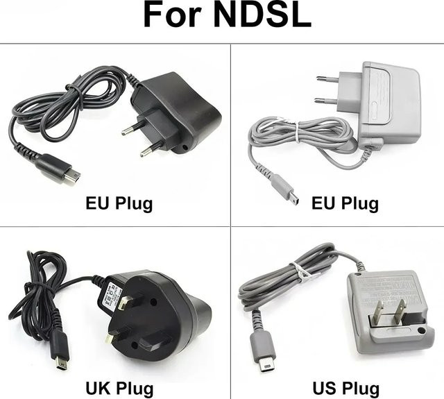 Reise-Netzadapter Set für Nintendo DS Lite und NDSL mit US UK EU Steckern - Bild 1