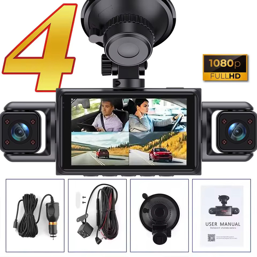 Etymoofox DashCam Auto-DVR-Videorecorder mit 4 Kanälen, 360 Grad WIFI und 24h Parkmonitor, Schwarz - Bild 5