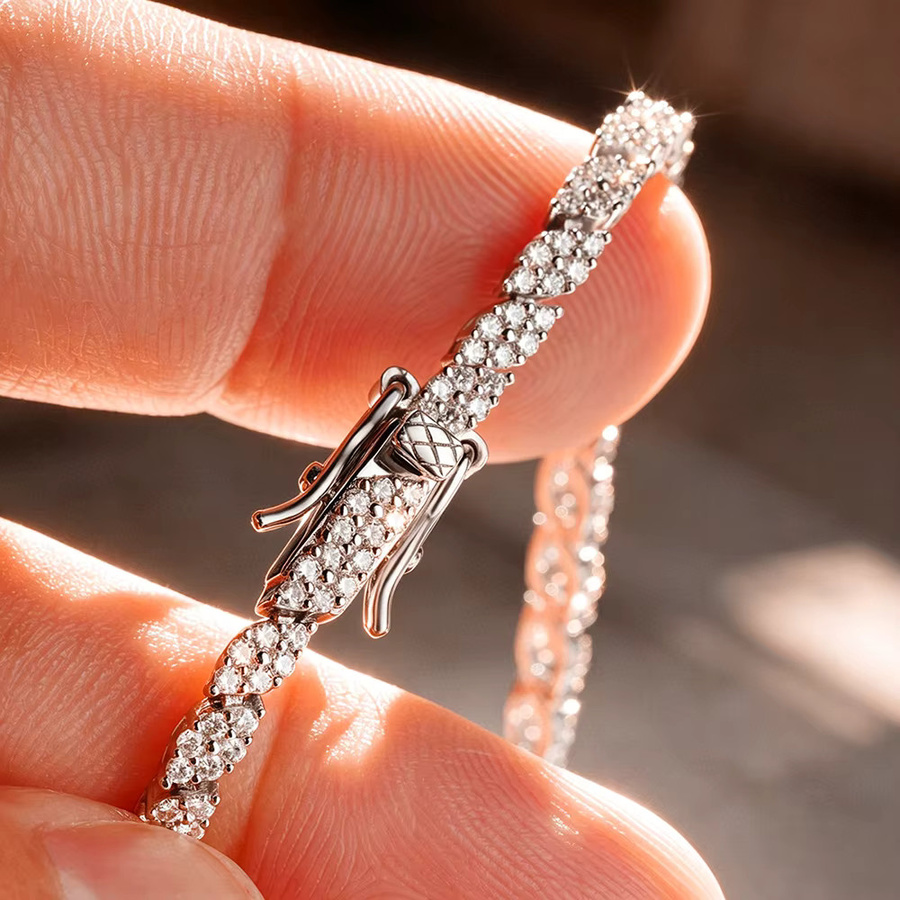 EWYA Moissanit-Tennis-Armband, 925 Silber, Diamant, Damen - Bild 3