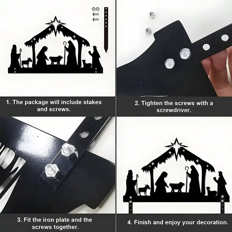 CIFBUY Weihnachts-Projektionsornament aus Metall für Garten und Rasen mit religiöser Krippen-Dekoration - Bild 5
