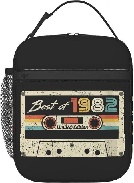 Isolierte Lunchtasche im 3D Musikkassetten-Design von Fancy Style Studio, schwarz, auslaufsicher und thermisch, ideale Kühltasche für das Büro - Bild 1