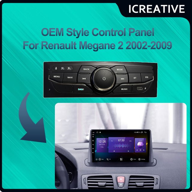 Android Auto Bedienfeld im OEM-Stil für Renault Megane 2 2002–2009, Video-Player in Schwarz - Bild 1