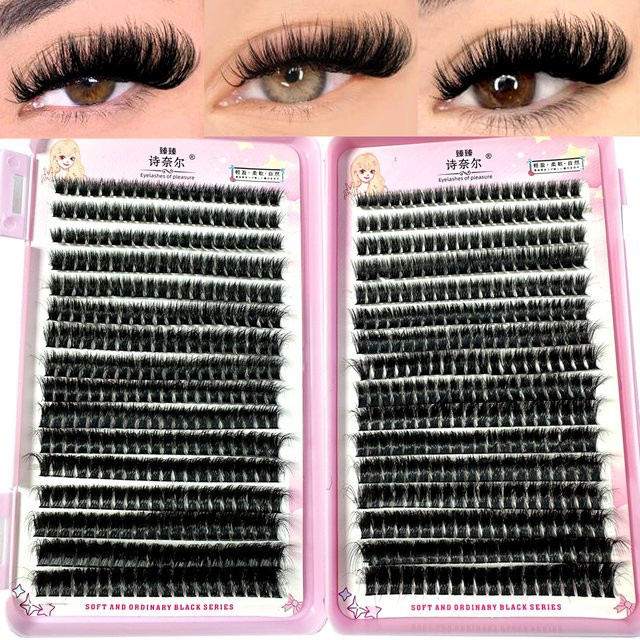 LYBCG Wimpernverlängerung Wispy Cluster, 640 Stück, Black, Unisex - Bild 1