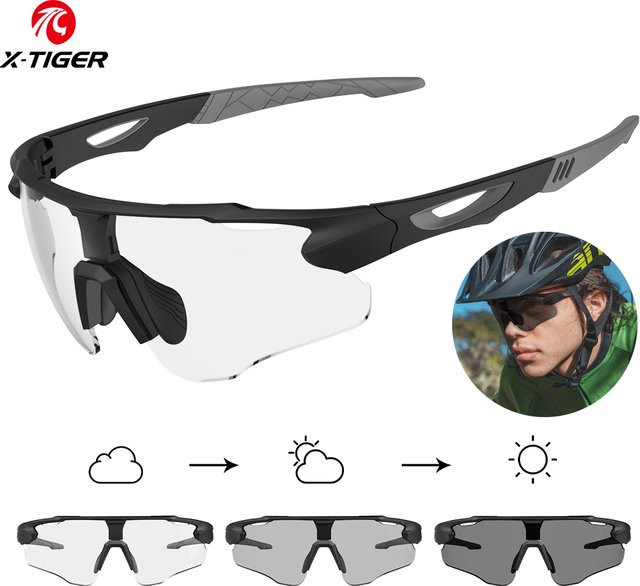 X-TIGER Sportsonnenbrille, Wrap, Kunststoff, Schwarz, Unisex - Bild 1