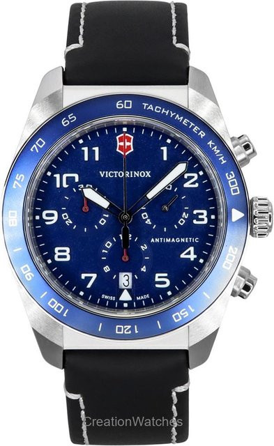 Victorinox Chronograph, Lederarmband, Blau, Quarz, 42 mm, Herren - Bild 1