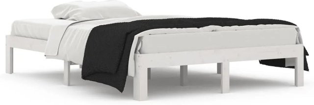 vidaXL Massivholzbett aus Kiefer in Weiß, Modernes Doppelbett B/T/H: 138,5 x 193,5 x 30 cm - Bild 1
