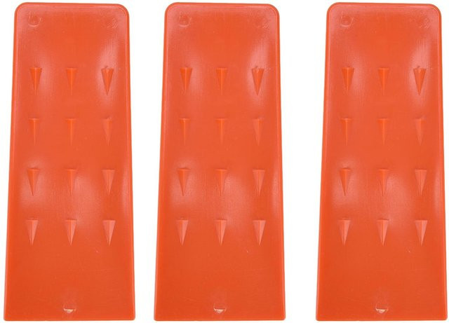 3er-Set Spaltkeile aus Kunststoff mit Stacheln für Kettensägen und Baumschnitt, Farbe: Rot und Orange - Bild 1
