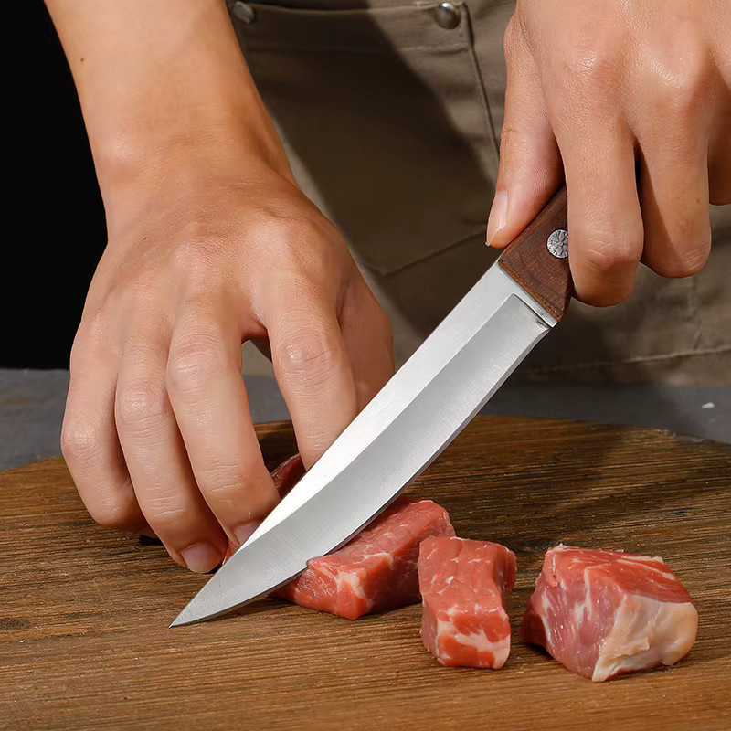 PLYS Küchenmesser Cleaver mit Holzgriff in Braun für Fleisch, Obst und Grillen - Bild 2