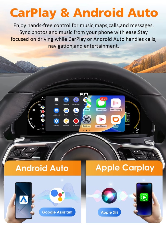 Hizpo Digitales Auto-Instrumentencluster 12,3 Zoll für Porsche Cayenne 2011 - 2017 LCD-Armaturenbrett mit CarPlay und Android Auto in Schwarz - Bild 4
