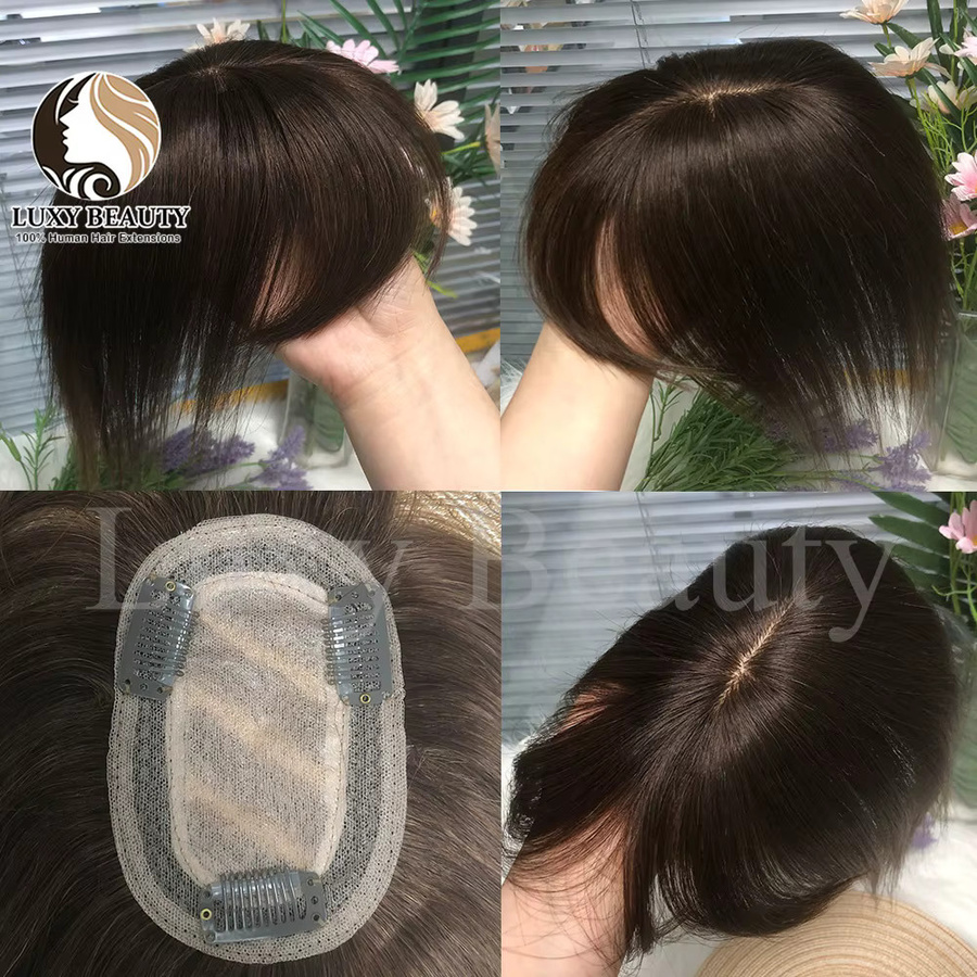 Luxy Beauty Echthaar-Toupet mit Pony, Schwarz Blond Braun, Damen - Bild 4