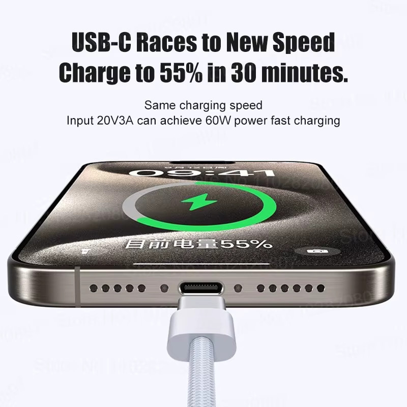 USB zu Typ C Schnellladekabel 40W für Apple iPhone 16 15 Pro Max und CarPlay, Datenleitung in Weiß oder Grün - Bild 4