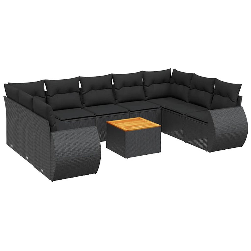 Vidaxl Garten-Sitzgruppe aus schwarzem Rattan mit Kissen im modernen Design für Erwachsene - Bild 3