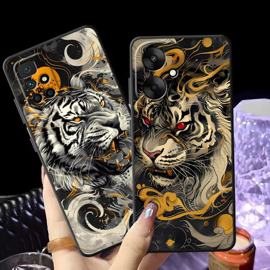 Luxus Handyhülle mit White Tiger Design für Xiaomi Redmi Serie in Schwarz - Bild 1