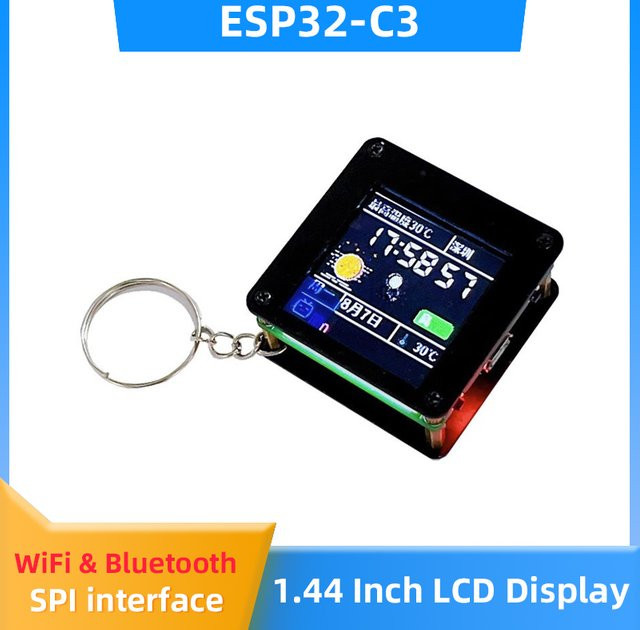 SHCHV ESP32 C3 Desktop Mini Ornament mit 1,44 Zoll LCD Display, WiFi und Bluetooth, Schwarz - Bild 1